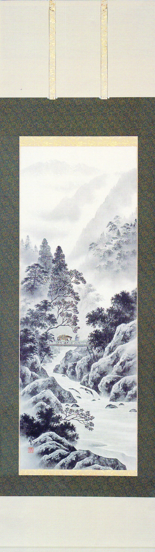 掛け軸 作者 【 森田 登 】 タイトル 【 水墨山水 】 額縁のオーダー