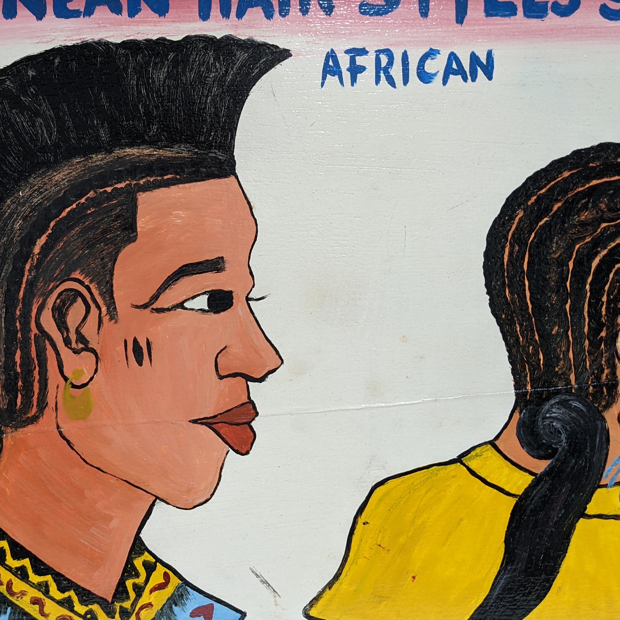 半額》青空移動床屋用看板・アフリカン ヘアスタイル 絵画 60cm