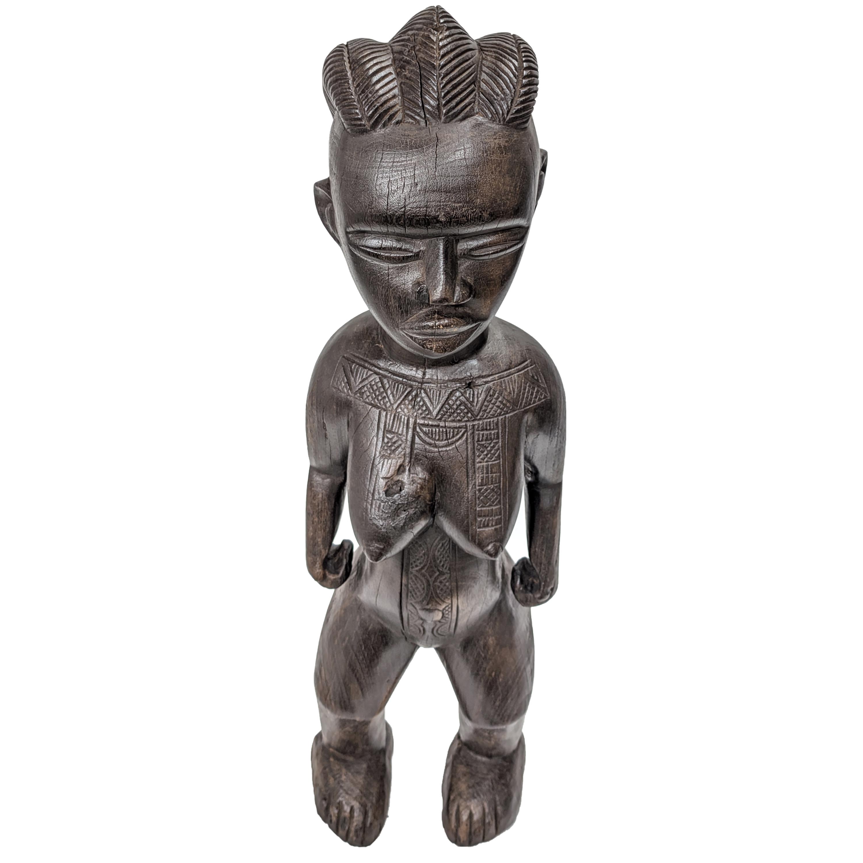 バッサ族女性立像 木彫品 94cm アフリカン プリミティブアート （p880