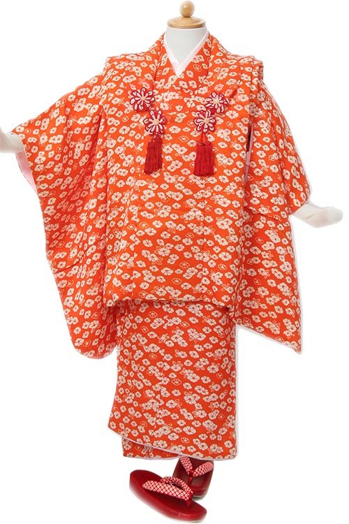 オレンジ椿｜ 福岡 | 七五三着物レンタル