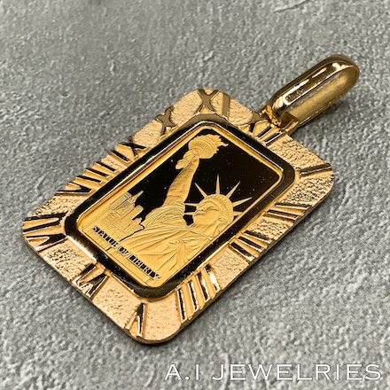 18金 24金 2グラム インゴット 自由の女神 リバティー ペンダント