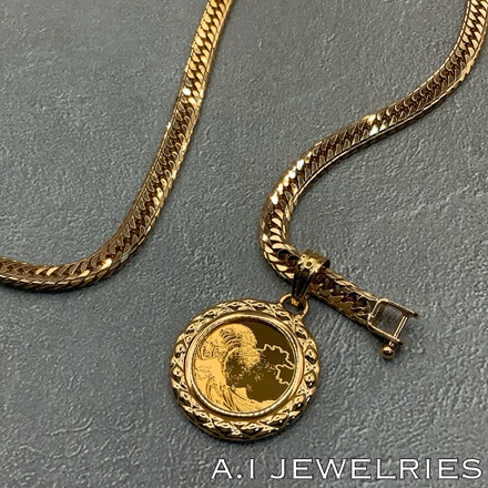 18金 24金 葛飾北斎 1/25oz コイン ペンダント / K18 K24 Japan 1/25oz