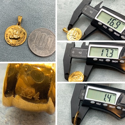 K24 純金 古銭 コイン デザイン ペンダント pure gold coin pendant