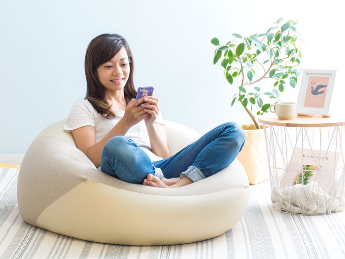 日本製】洗えるカバーのビーズクッション 体にフィット XLサイズ