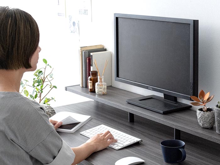 120cm幅タイプ] L字デスク merrily(メラリー) ディスプレイ棚付き