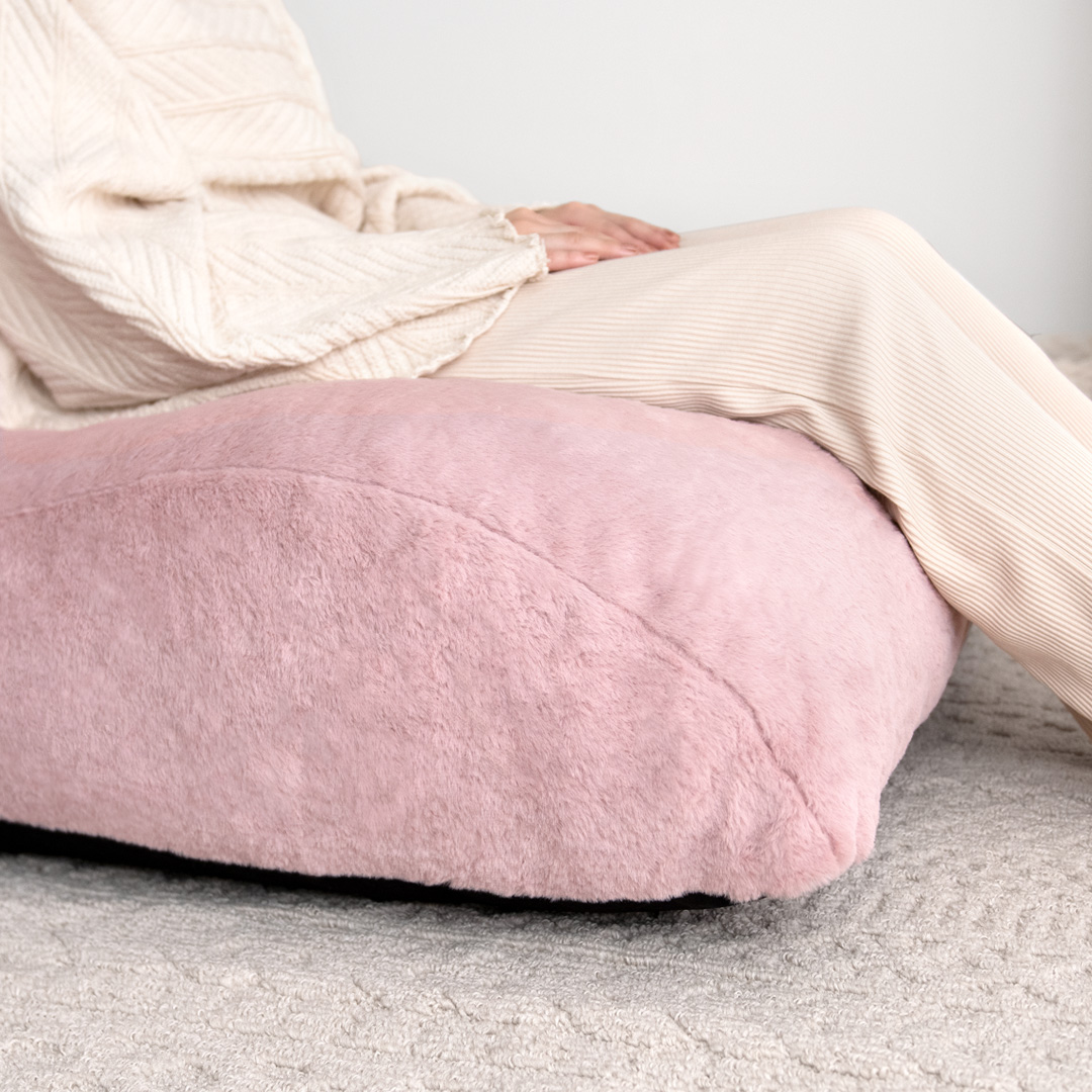 1人掛け クッションソファ 極厚 背もたれ付き フェイクファー フロア