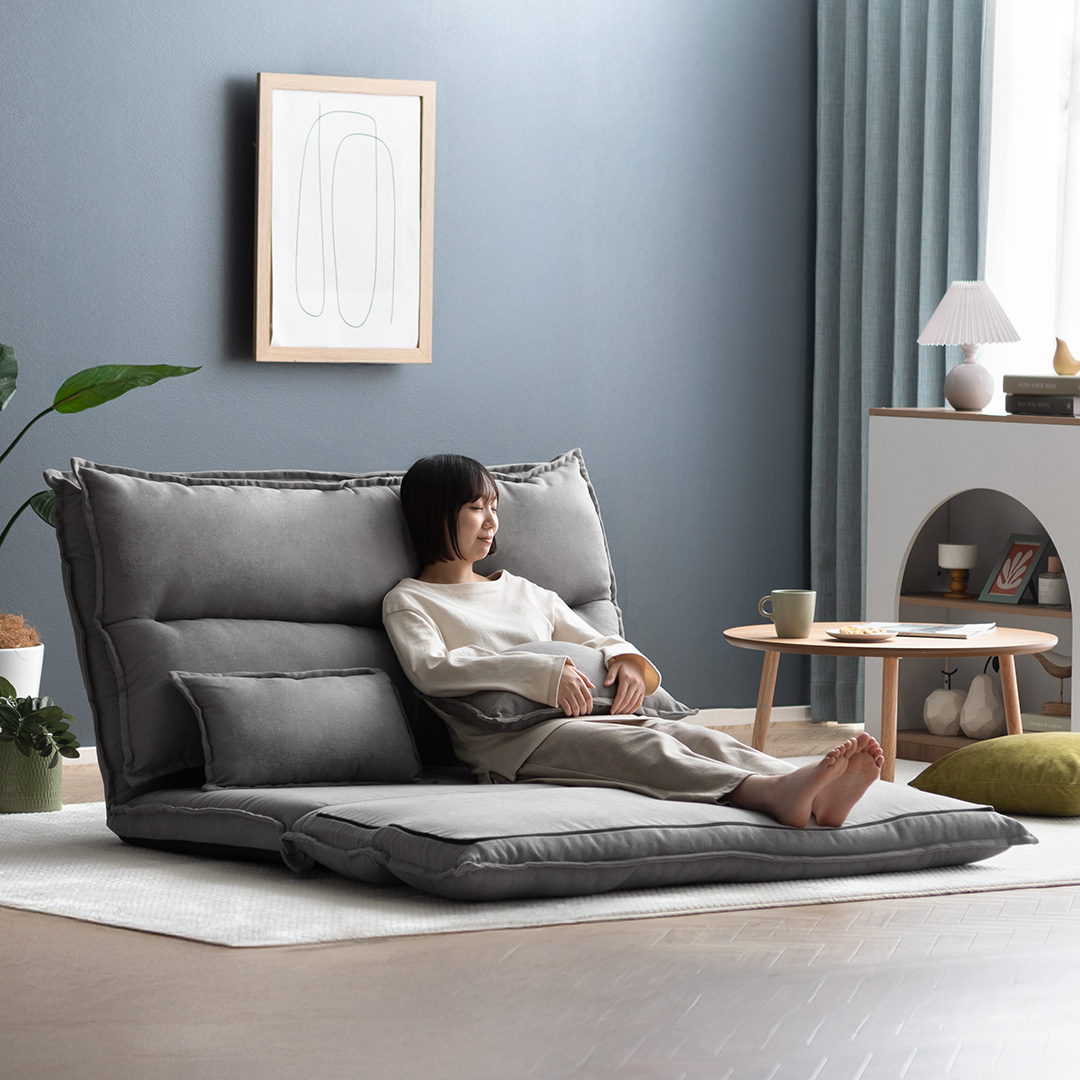 3WAYワイドリクライニング座椅子 伸ばせる低反発クッション FEEL