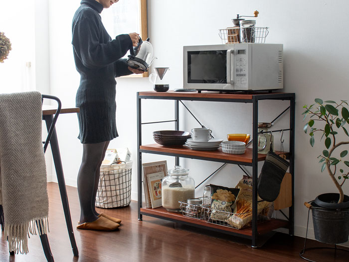 ヴィンテージウッドオープンラック BILLS(ビルズ) 90cm幅 5段タイプ