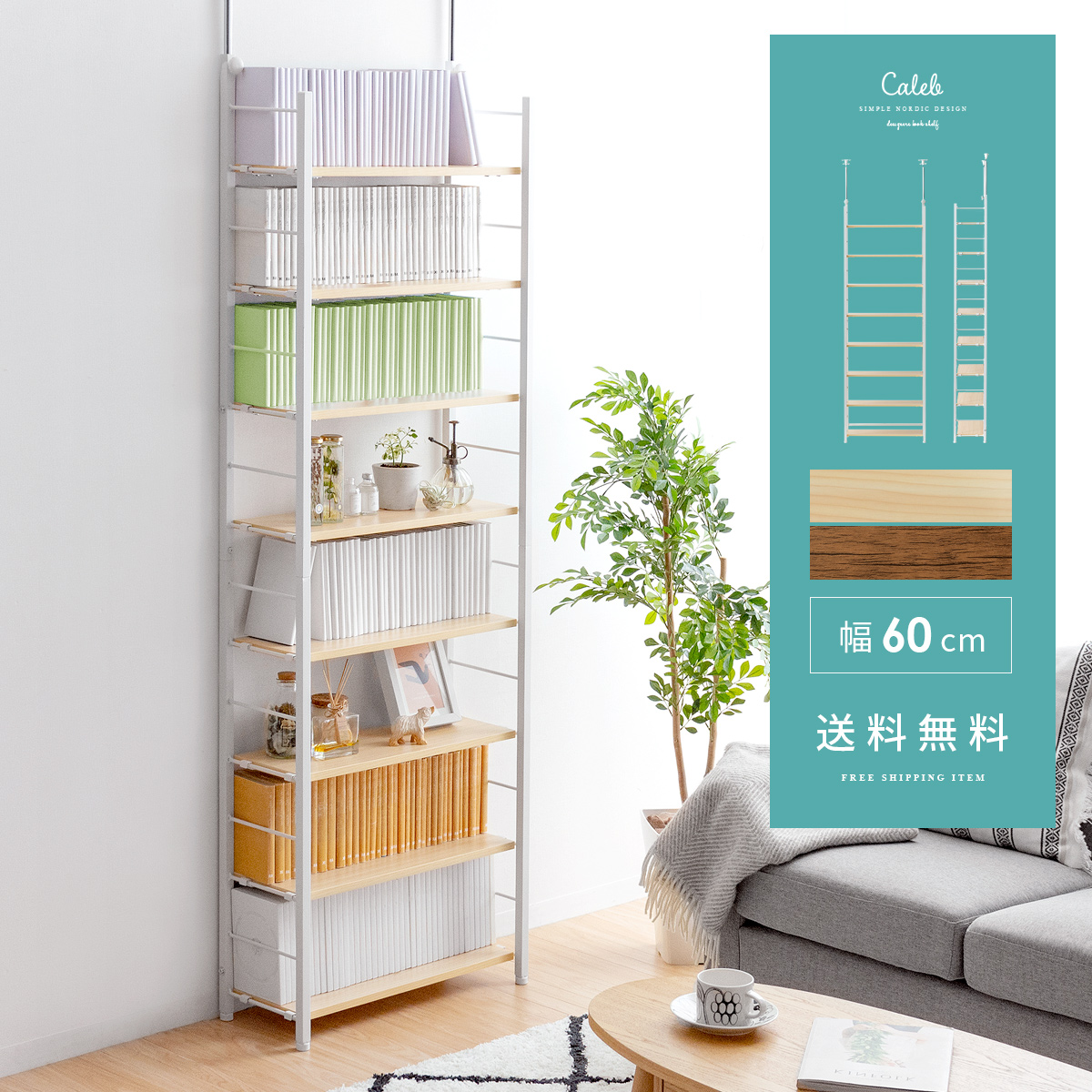 つっぱり式 ブックシェルフCaleb(カレブ)幅60cmタイプ | 家具