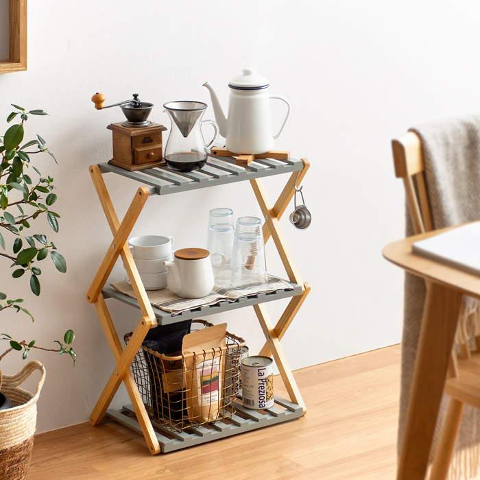 フォールディングラック 2段タイプ 折りたたみ式 | 家具・インテリア