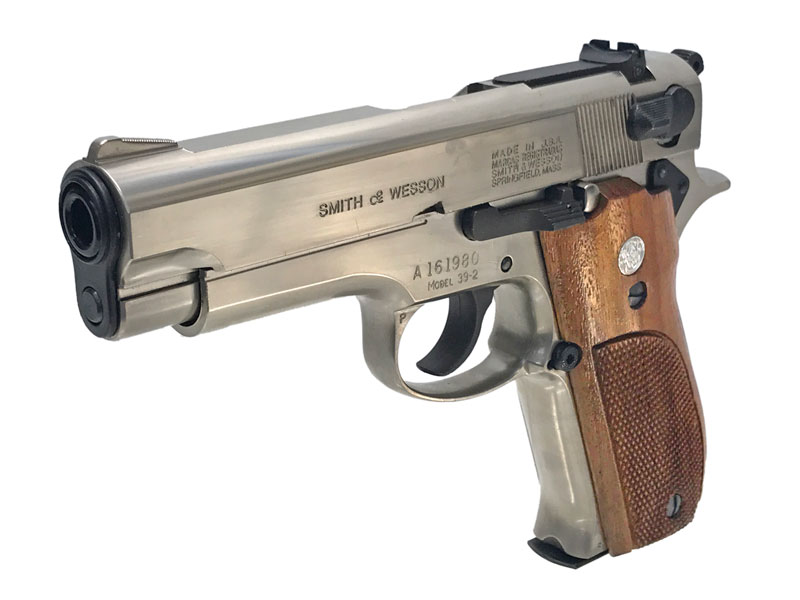 マルシン] S&W M39 ABSシルバー マニュアルセフティ難 木製グリップ