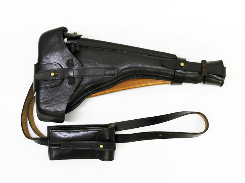 リプロダクト品] ルガーP08-8インチ用 マグポーチ付レザーホルスター