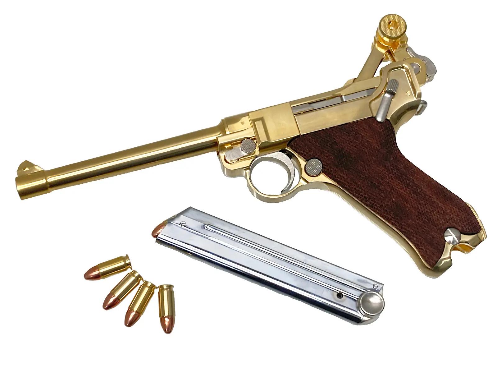 マルシン] ルガー P08 6インチ Marine 【チェッカー木製グリップ仕様