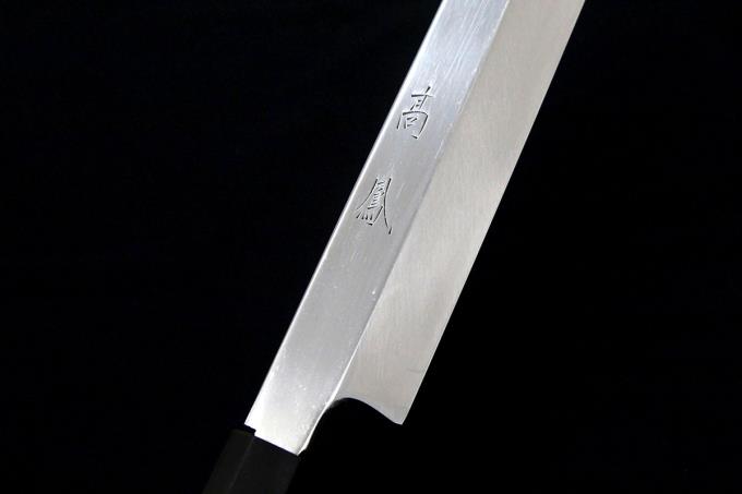 輝 切付柳刃包丁 尺 本焼 ステン系 平鏡面 水牛八角柄 白鞘・箱付