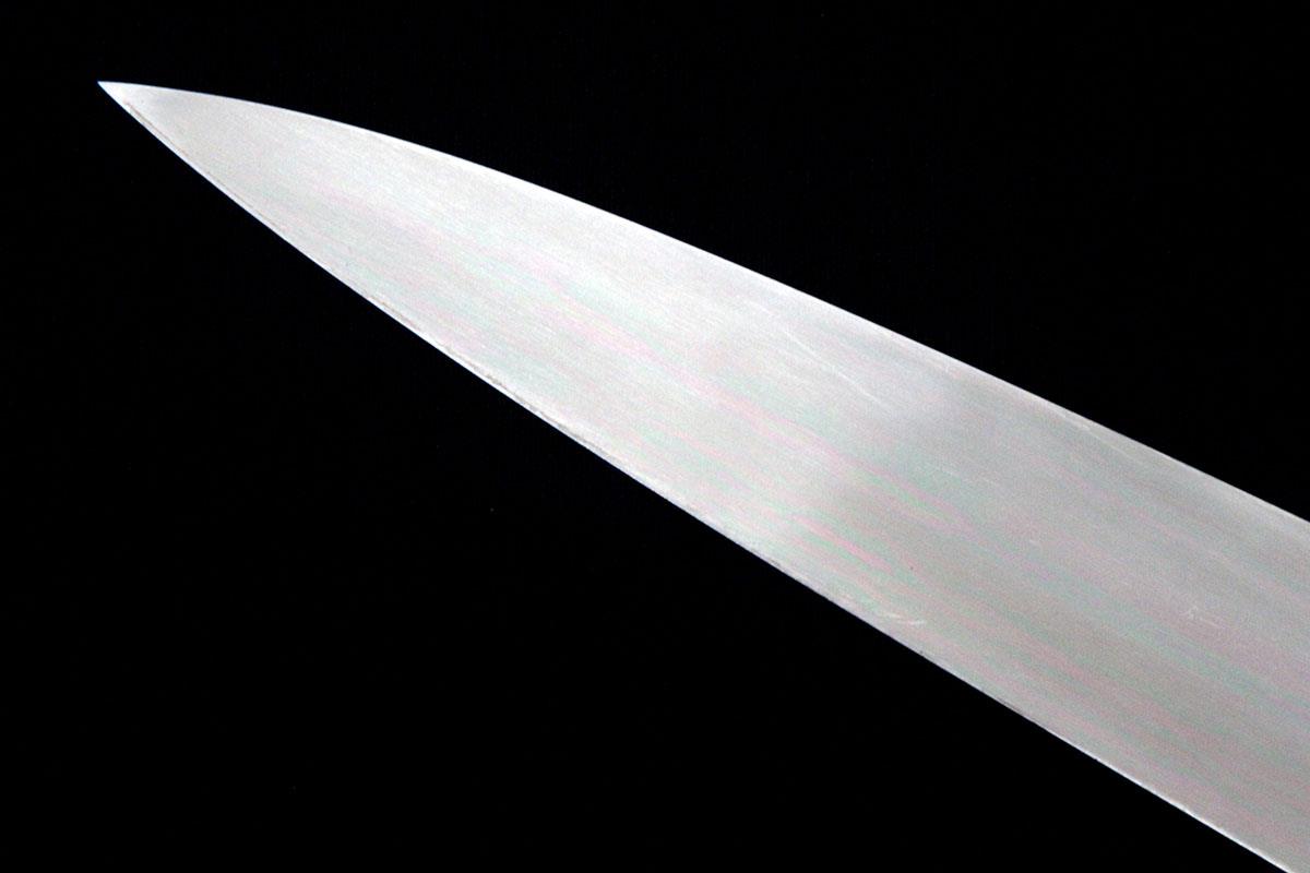 柳刃包丁 本焼 尺一 水野鍛錬所 源昭忠 銀二巻 黒檀柄 黒檀鞘・桐箱付