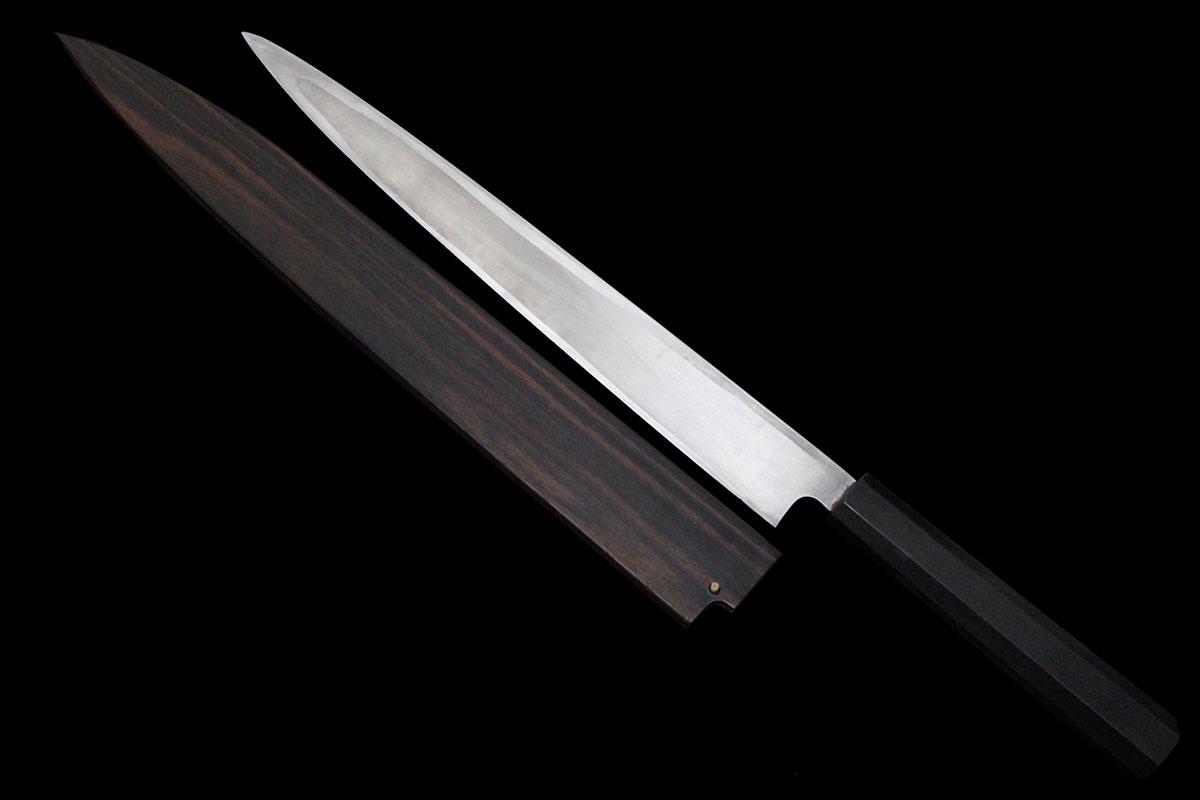 柳刃包丁 本焼 尺一 黒檀柄 彫刻入黒檀鞘付 KN02-A9983-2L3D | 不動國