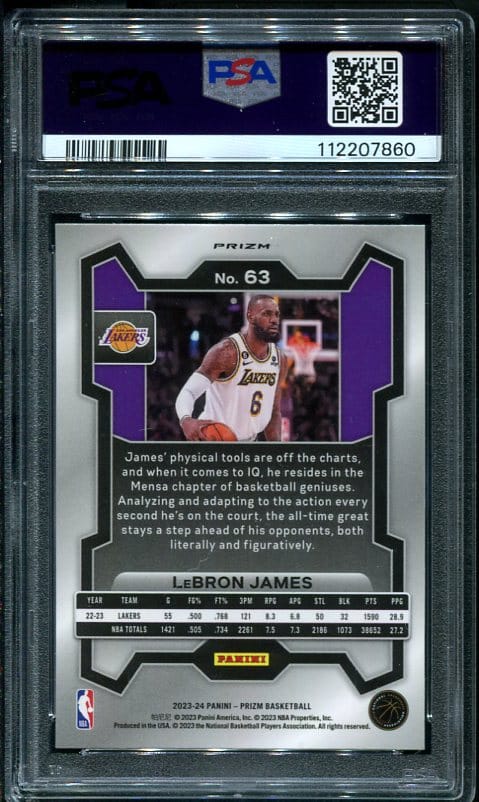 2023 Panini Prizm Red White Blue #63 LeBron James PSA 10