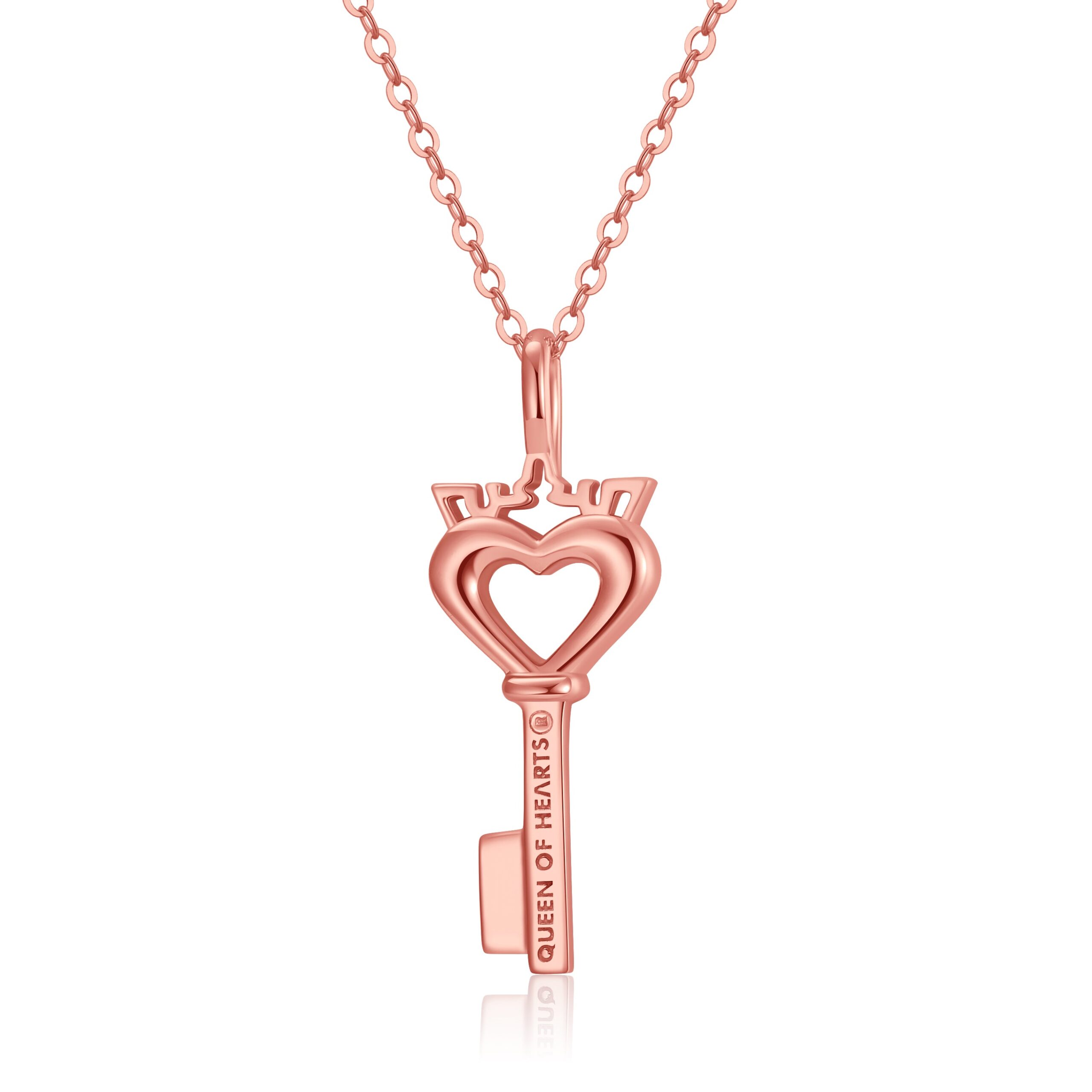 Crowned Heart Key Pendant Necklace | Rose Gold-TONE | Alfred & Co