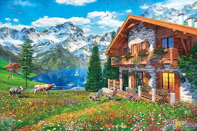 花咲くアルプスの家 | 光るジグソーパズルのアップルワン | アップル