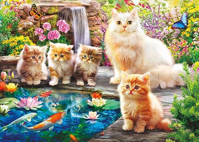 子猫とフラワーガーデン | 光るジグソーパズルのアップルワン