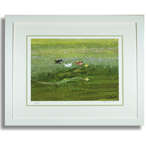 渡辺あきお「飛ぶ気持ち」 自筆サイン入り版画