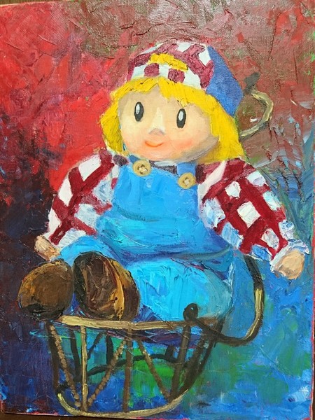 フランス人形」3号F キャンバスに油彩 額付き」 by イクコ オダ