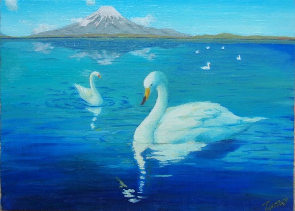 白鳥と富士」 by 牧野 友彦｜Artmeter｜暮らしを彩るアートが、きっと