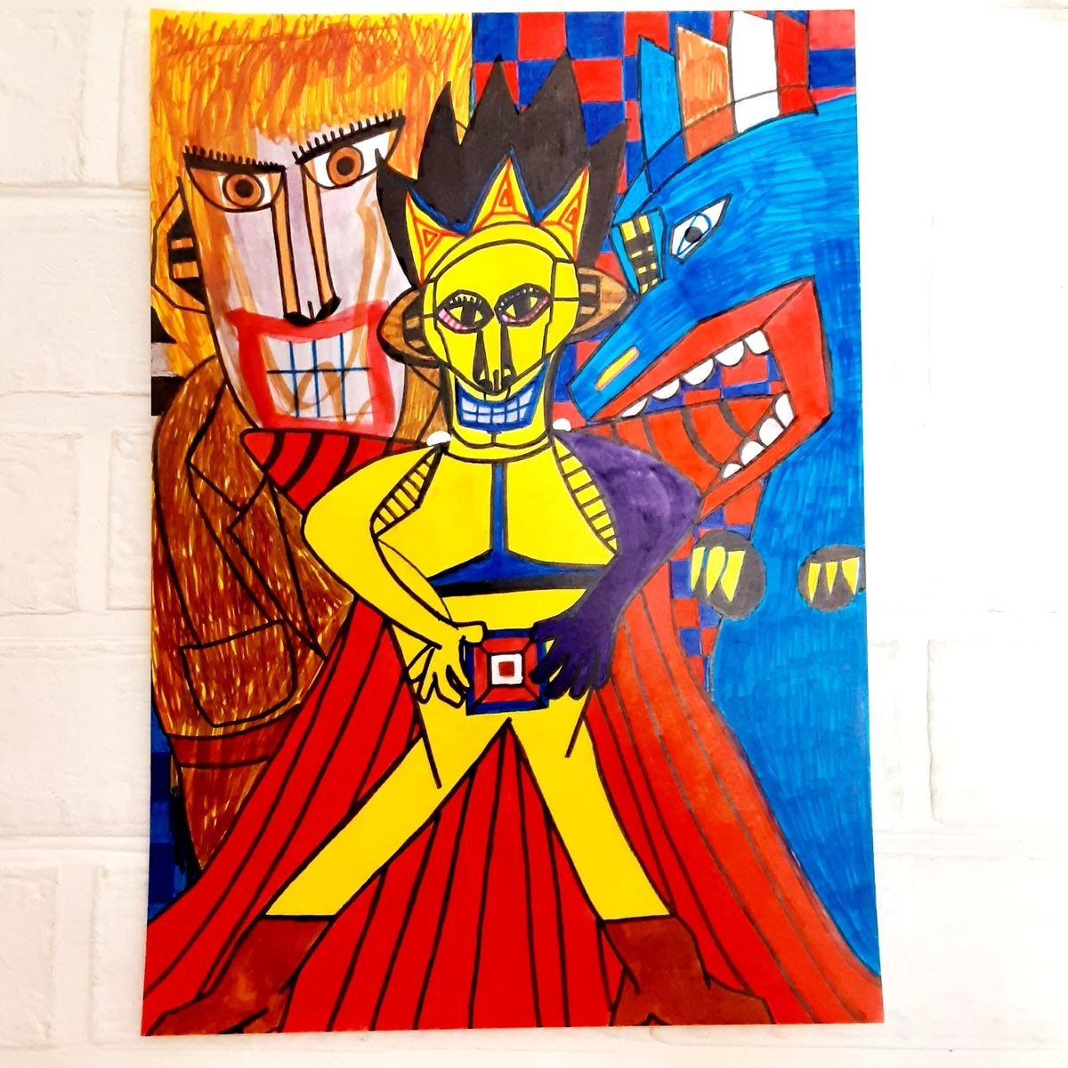 手描きオウムのクレヨン画 手描きオウムのクレヨン画 手描きオウムの