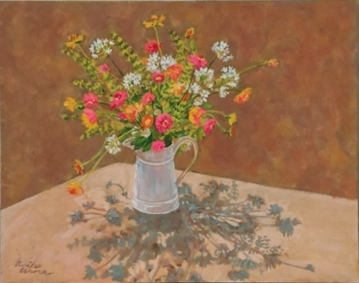 ダリアの花とフルーツのある静物」 by Urara｜Artmeter｜暮らしを彩る