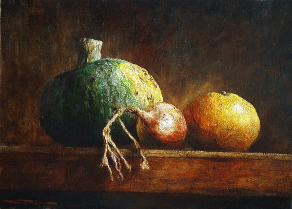 油絵 菅家令子 絵 絵画 インテリア uF6-030114 静物 かぼちゃ 絵画