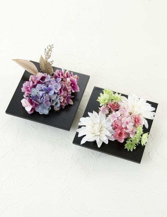 アーティフィシャル壁掛・造花インテリアフラワー】スクエアフレーム