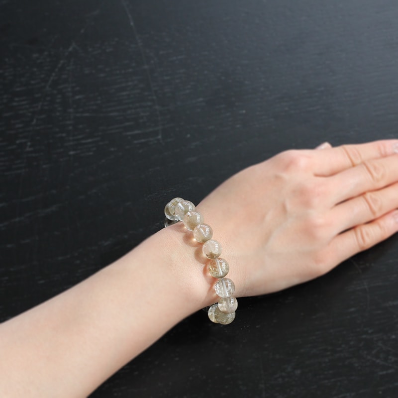 ホワイトガーデンルチルクォーツ11mmブレスレット-008水晶クラスター