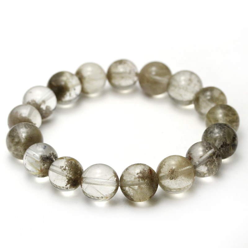 ホワイトガーデンルチルクォーツ11mmブレスレット-008水晶クラスター