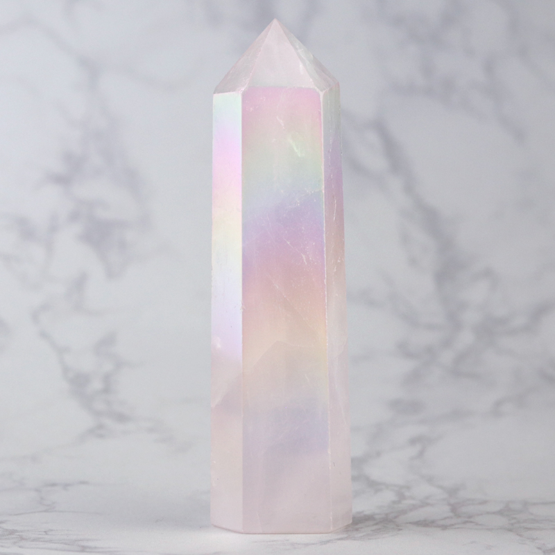 ブラジル産エンジェルオーラローズクォーツポイント-012水晶クラスター