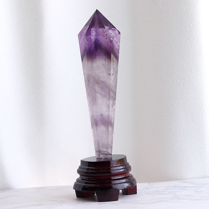 ファントムアメジストポイント（台座付き）-004水晶クラスター、天然石
