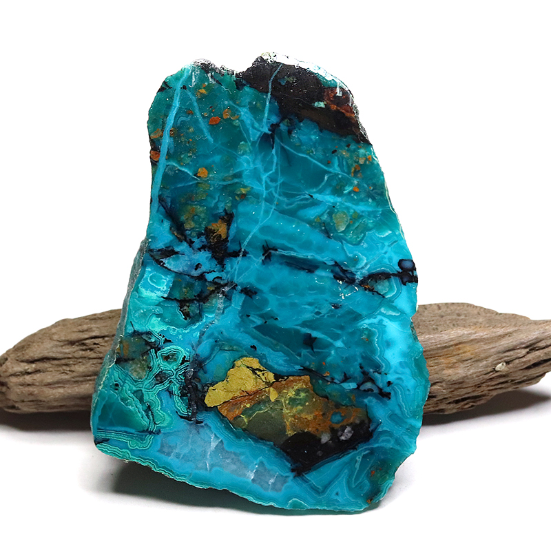 アリゾナ産クリソコラ原石磨きプレート-036水晶クラスター、天然石