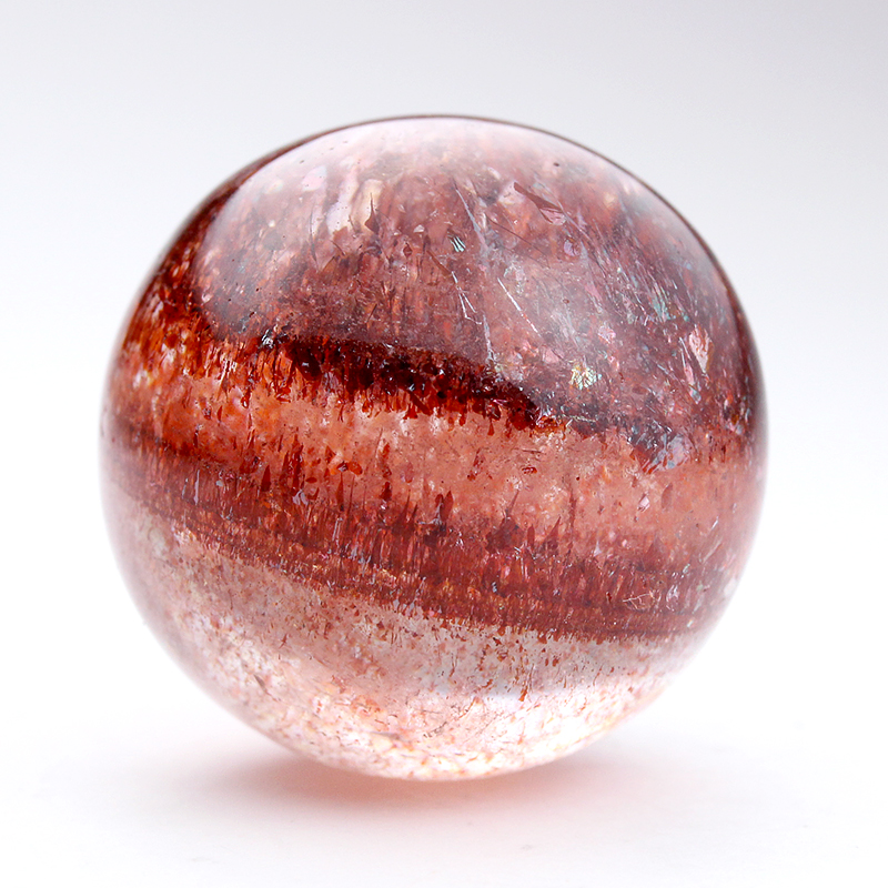 特選品】ブラジル産ファイアークォーツSA丸玉-001水晶クラスター