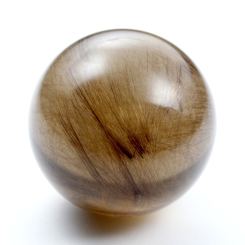 スモーキールチルクォーツ丸玉SA-070水晶クラスター、天然石ビーズの