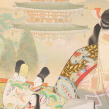 日本画家 植中直斎 義家朝臣像 絹本掛軸 奈良 共箱 日本画家 植中直斎