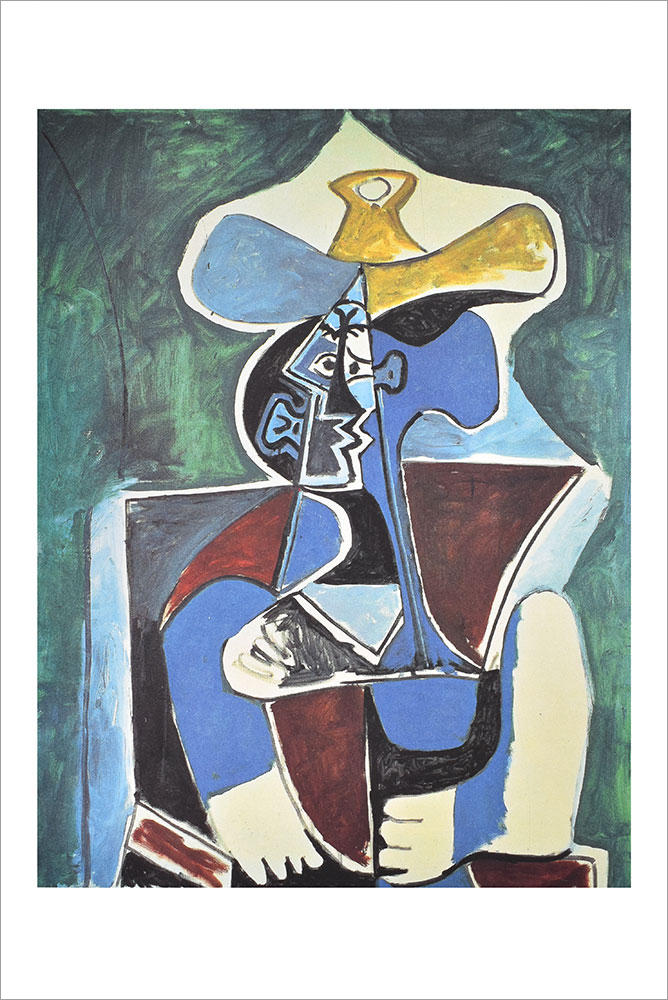 パブロ・ピカソ ポスター 緑の上の黄色と灰色の帽子 A3297|アート