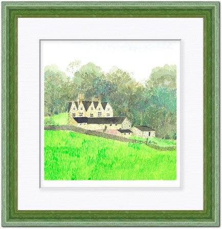 安野光雅 絵画(版画額装品/ジクレー) コッツウォルズ イギリス 6719