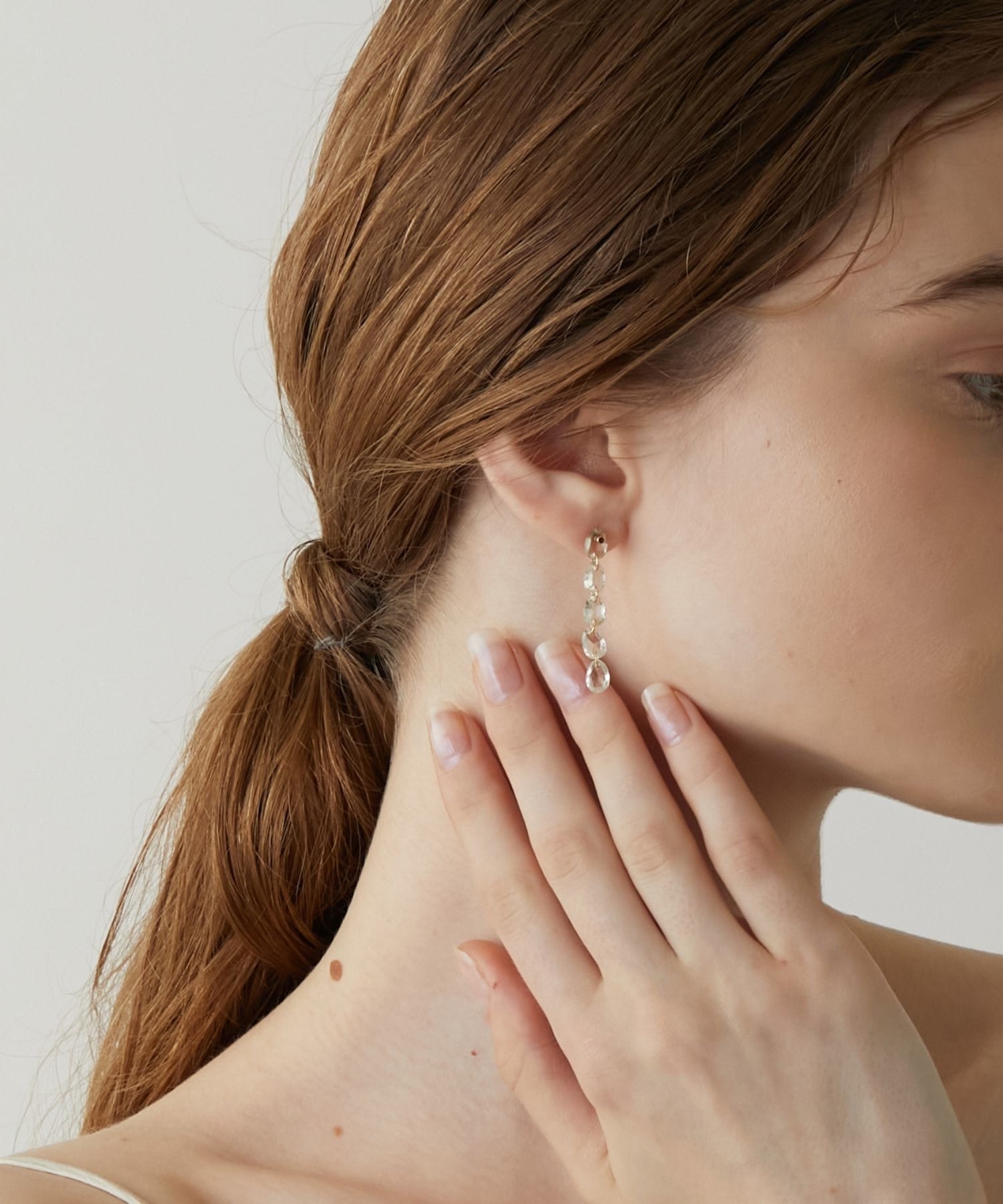 eden] green amethyst tear drops pierced earring｜ARTIDA OUD（アル