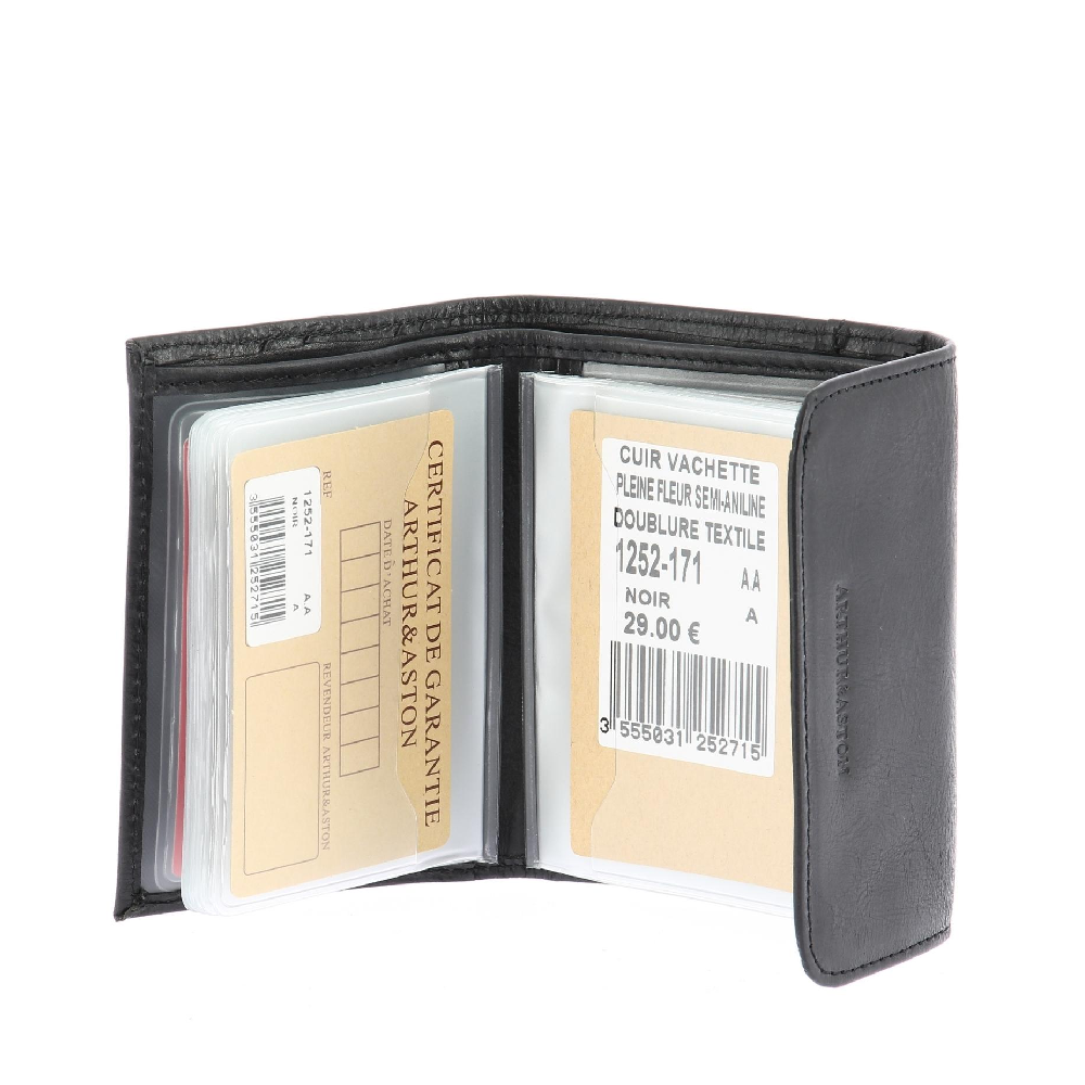 Porte-cartes à rabat cuir vachette huilé 1252-171