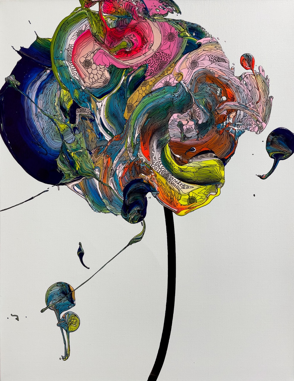 奥田雄太 – Abstract Single Flower (Pastel Yellow x Turquoise Blue