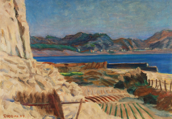 有島生馬 「由比ヶ浜」 油彩 36×52｜【Arts Ship】のむら画廊