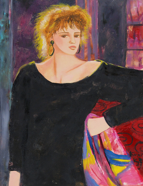 松任谷國子 「ピンクのスカーフ」 油彩6号｜【Arts Ship】のむら画廊