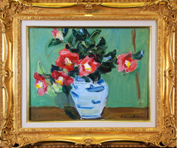 楢原健三 「紅椿」 油彩6号｜【Arts Ship】のむら画廊