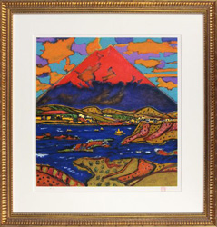 田崎広助 「朱富士」 版画 リトグラフ 44×42｜【Arts Ship】のむら画廊