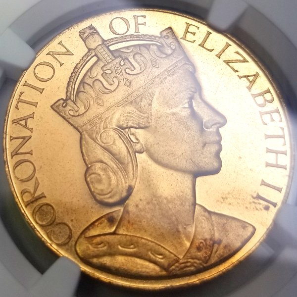 イギリス エリザベス2世戴冠記念 1953年 ギルトブロンズメダル NGC