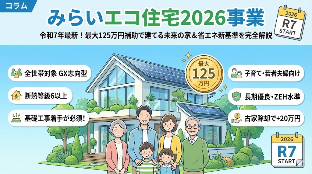 令和7年最新】みらいエコ住宅2026事業を完全解説！補助金減額の衝撃と